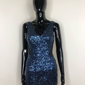 BEBE original blue sequins dress